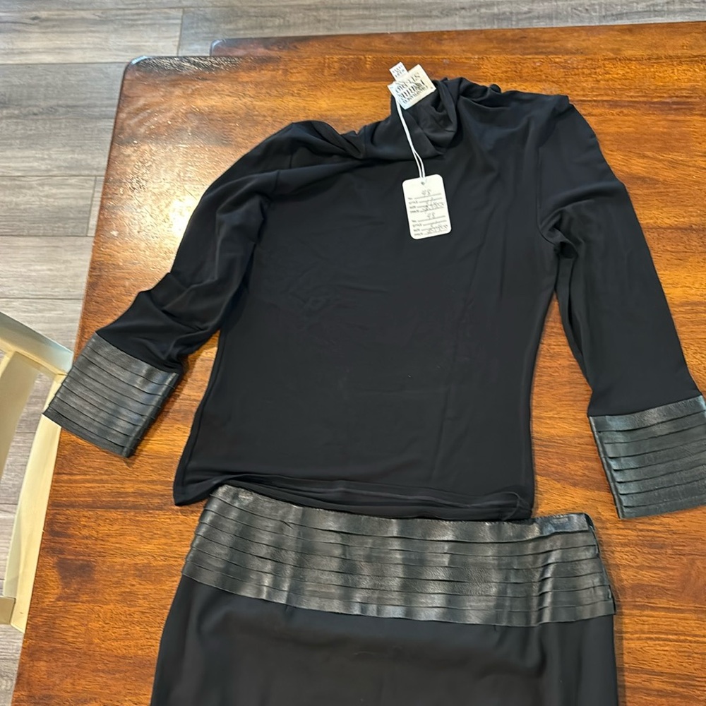 Black gianfranco ferre studio turtleneck /skirt